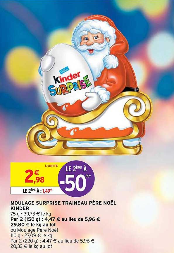 moulage surprise traineau père noël kinder