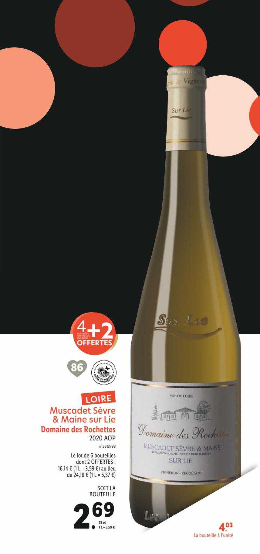 muscadet sèvre & maine sur lie domaine des rochettes 2020 aop
