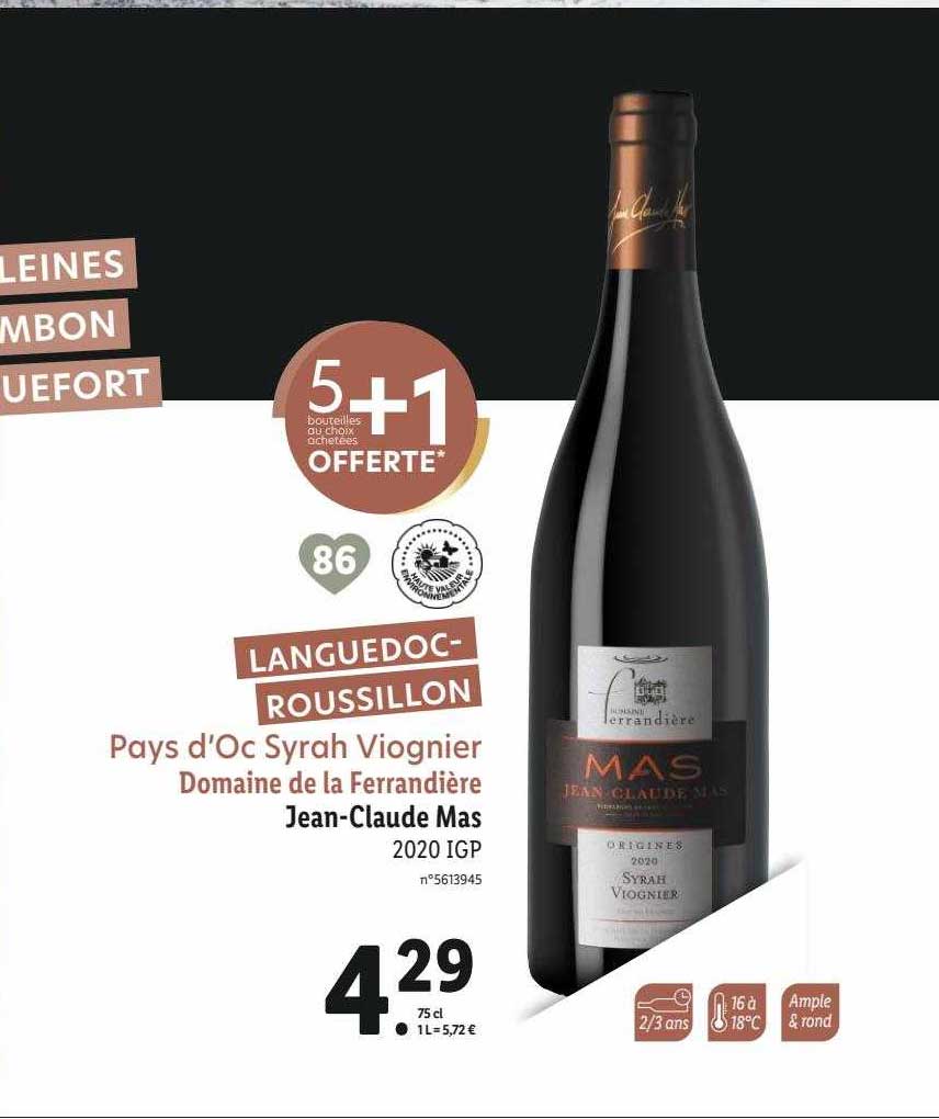 pays d'oc syrah viognier domaine de la ferrandière jean-claude mas 2020 igp