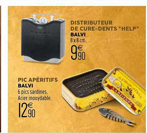 distributeur de cure-dnts "help" balvi, pic apéritifs balvi