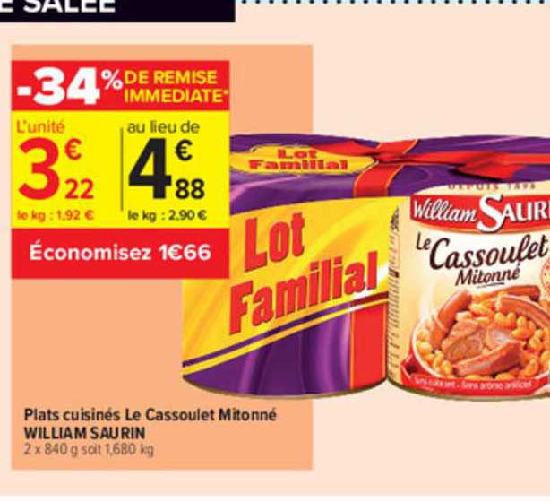 plats cuisinés le cassoulet mitonné william saurin