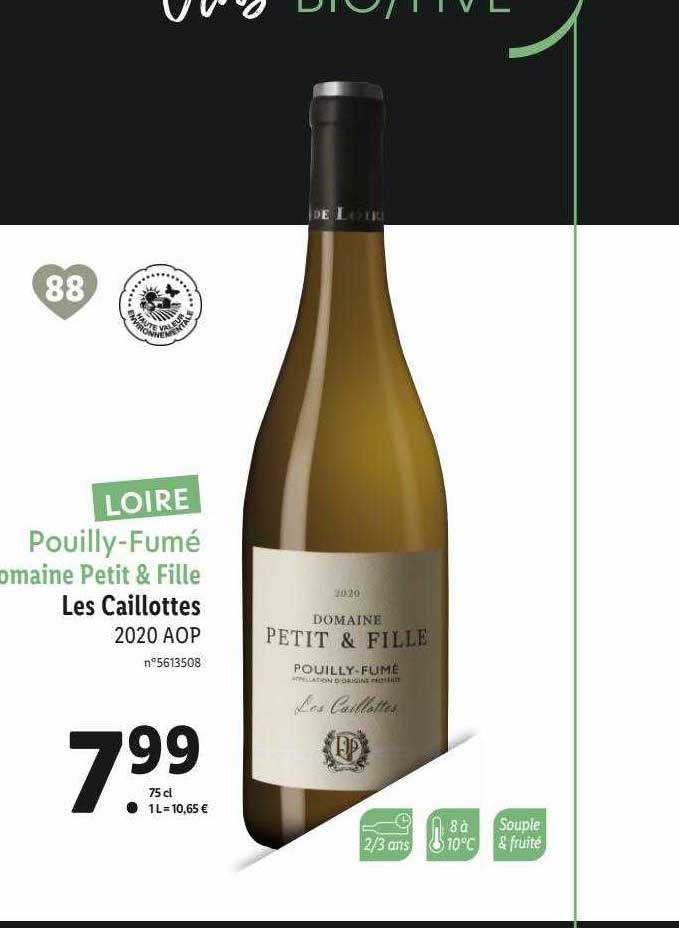 pouilly-fumé domaine petit & fille les caillottes 2020 aop