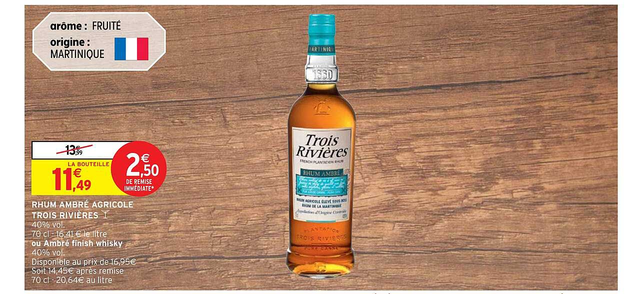 rhum ambré agricole trois rivières