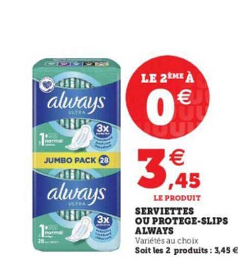 serviettes ou protège-slips always