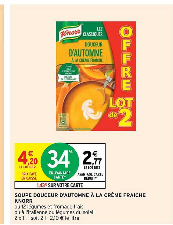 soupe douceur d'automne à la crème fraîche knorr