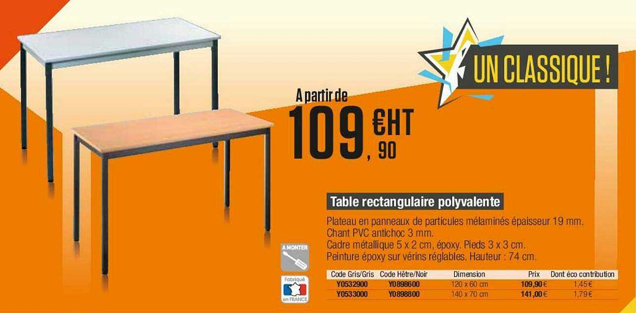 table rectangulaire polyvalente