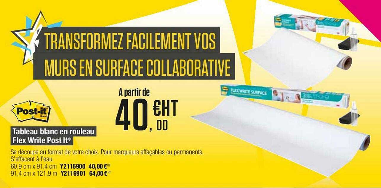 tableau blanc en rouleau flex write post it