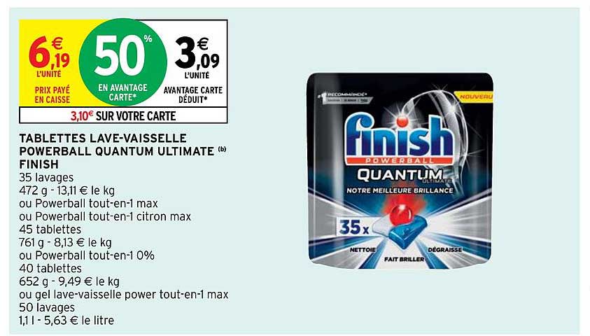 tablettes lave-vaisselle powerball quantun ultimate finish