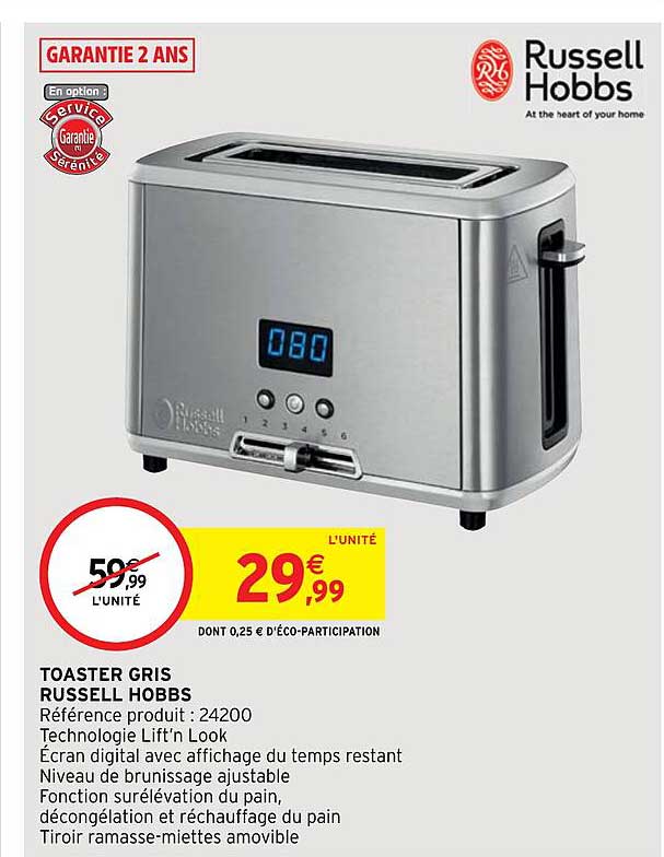 toaster gris russell hobbs