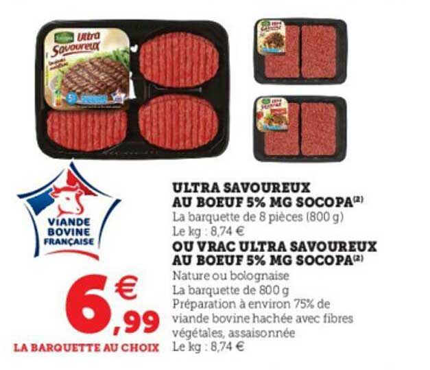 Ultra Savoureux Au Bœuf 5% Mg Socopa Ou Vrac Ultra Savoureux Au Bœuf 5% Mg Socopa