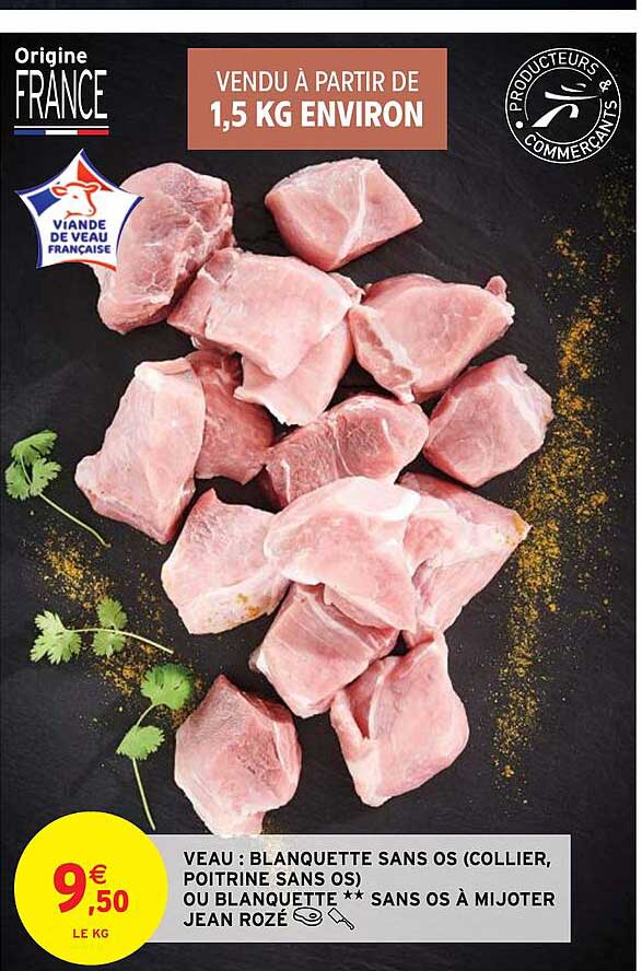 veau : blanquette sans os (collier, poitrine sans os) ou blanquette sans os à mijoter jean rozé