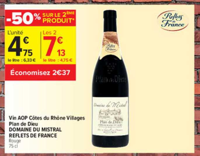 vin aop côtes du rhône villages plan de dieu domaine du mistral reflets de france