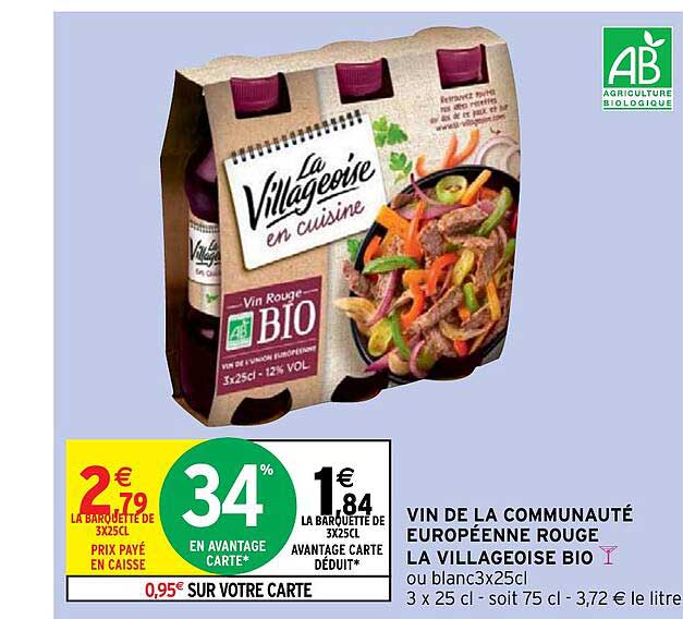 vin de la communauté européenne rouge la villageoise bio