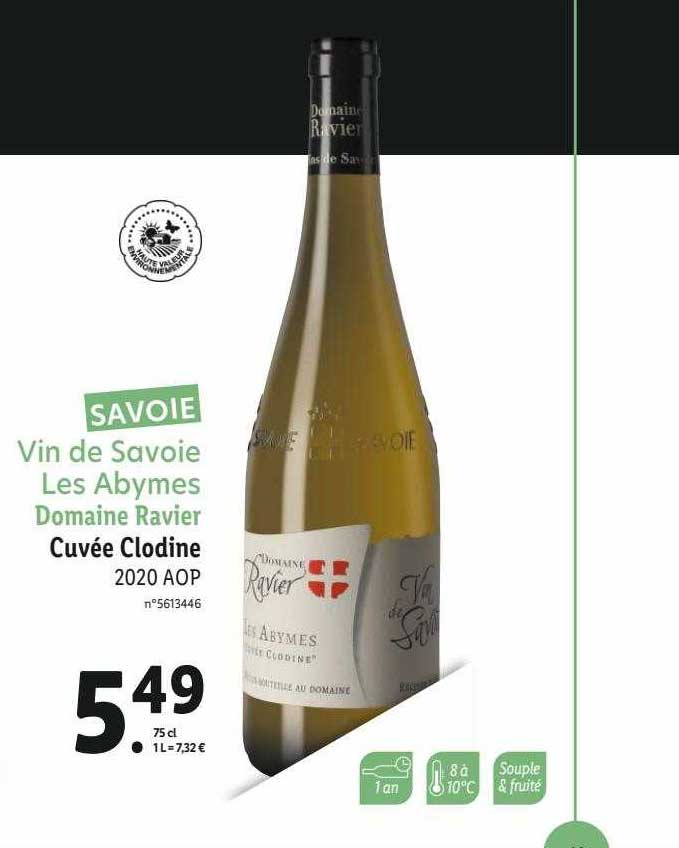 vin de savoie les abmes domaine ravier cuvée clodine 2020 aop