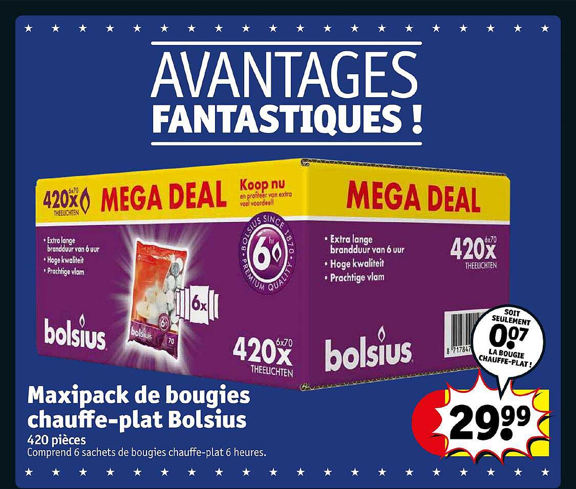 maxi pack de bougies chauffe-plat bolsius