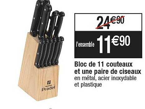bloc de 11 couteau et une paire de ciseaux