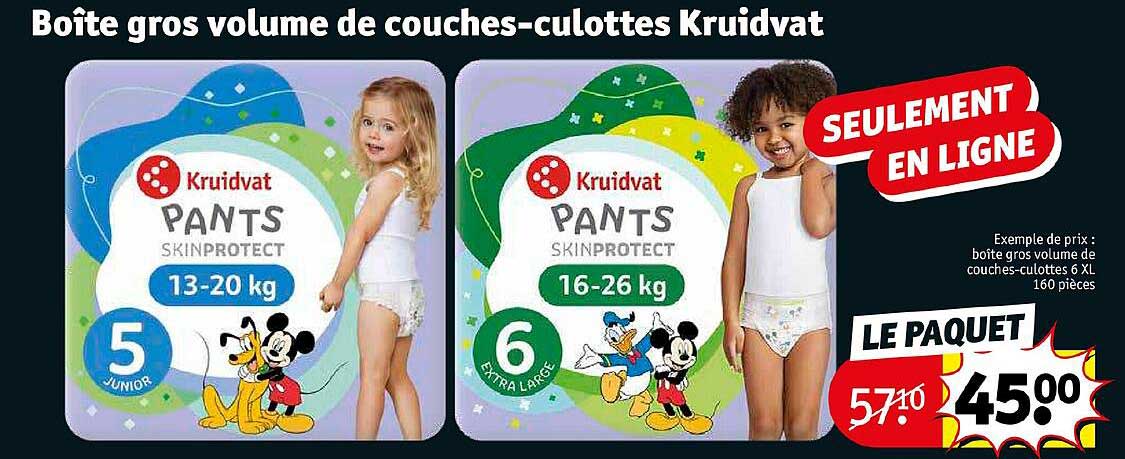 boîte gros volume de couches-culottes kruidvat