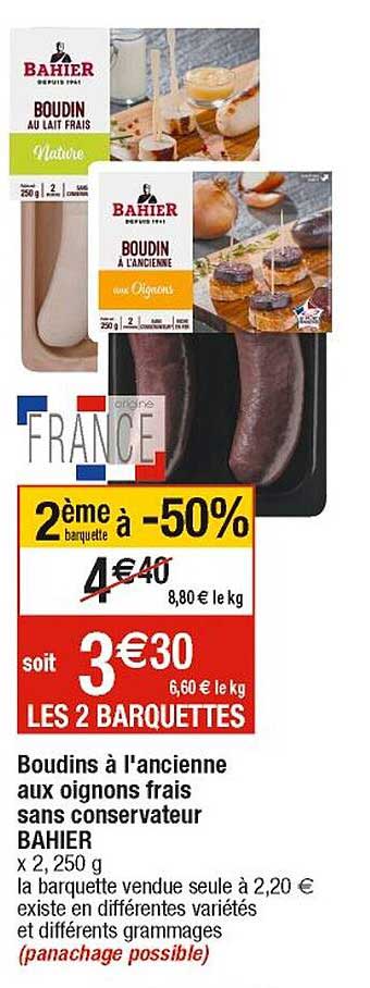 boudins à l'ancienne aux oignons frais sans conservateur bahier