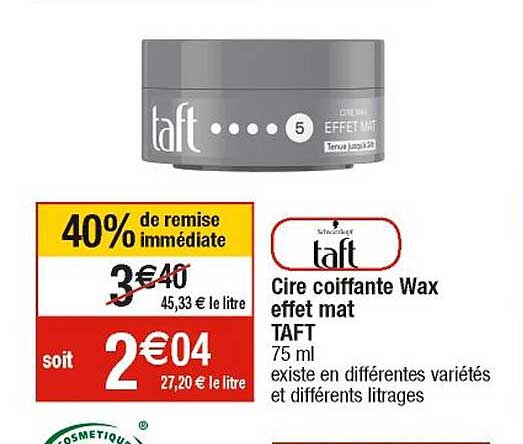 cire coiffante wax effet mat taft