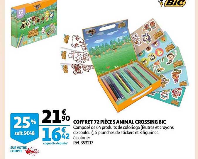 coffret 72 pièces animal crossing bic