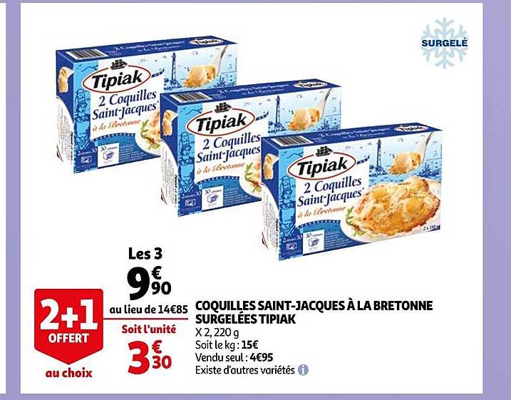 coquilles saint-jacques à la bretonne surgelées tipiak