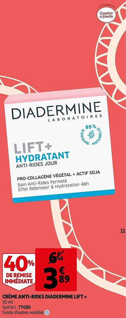 crème anti-rides diadermine lift+