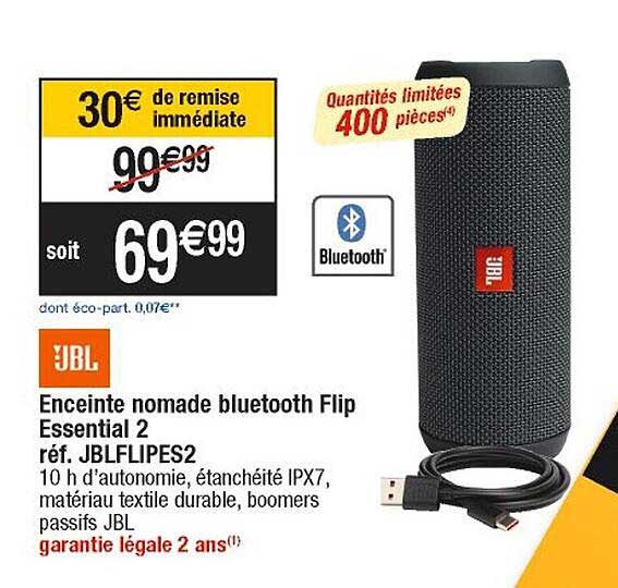 enceinte nomade bluetooth flip essential 2 jbl
