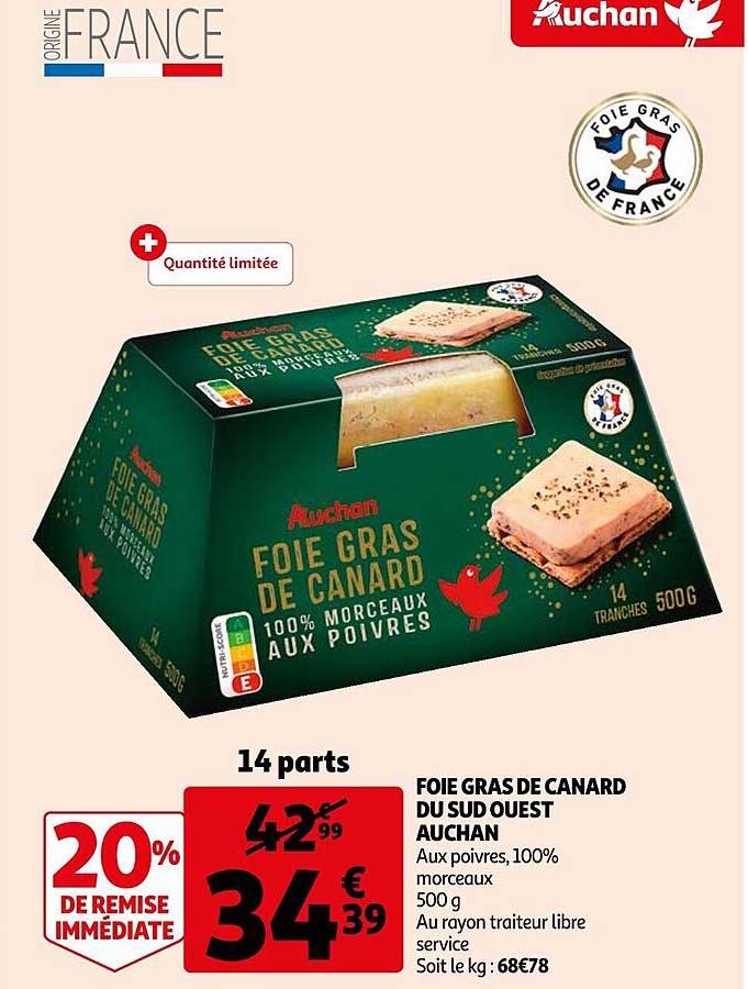 foie gras de canard du sud ouest auchan