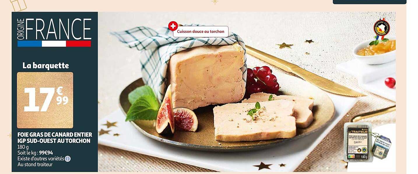 foie gras de canard entier igp sud-ouest au torchon