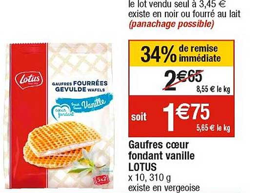 Gaufres Cœur Fondant Vanille Lotus
