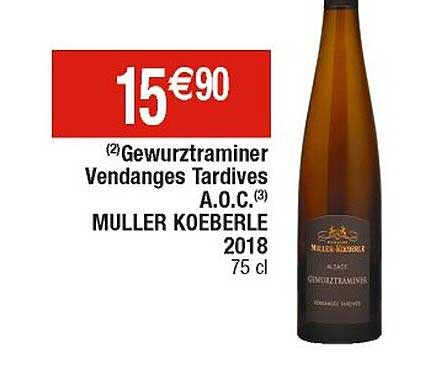 gewurztraminer vendages tardives a.o.c. muller koeberle 2018