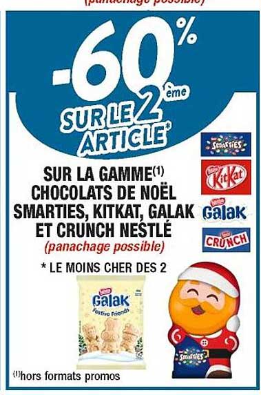 la gamme chocolats de noël smarties, kitkat, galak et crunch nestlé