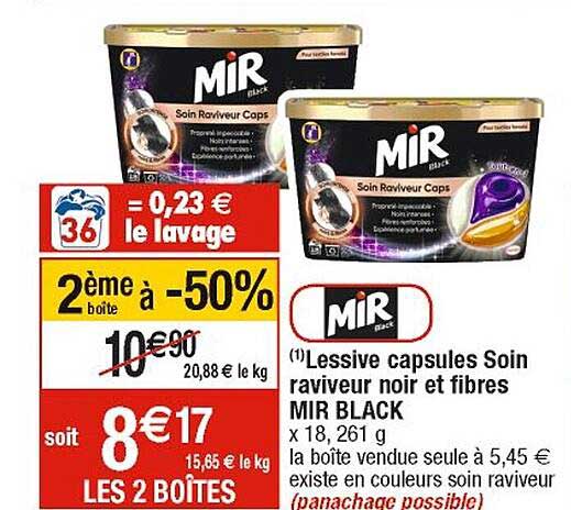 lessive capsules soin raviveur noir et fibres mir black