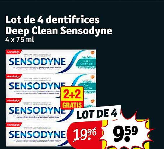 lot de 4 dentifrices deep clean sensodyne