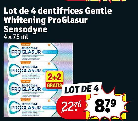 lot de 4 dentifrices gentle whitening proglasur sensodyne