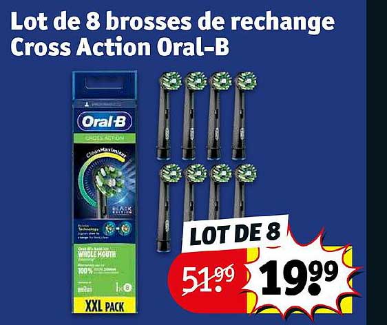 lot de 8 brosses de rechange cross action oral-b