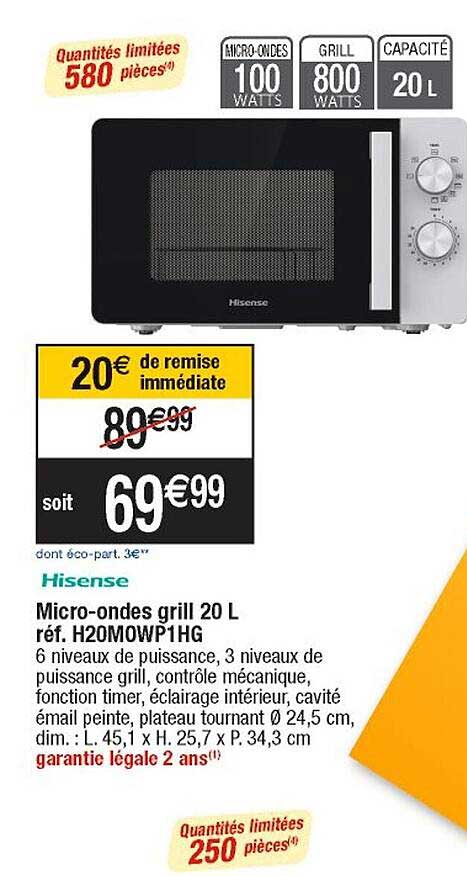 micro-ondes grill 20l hisense