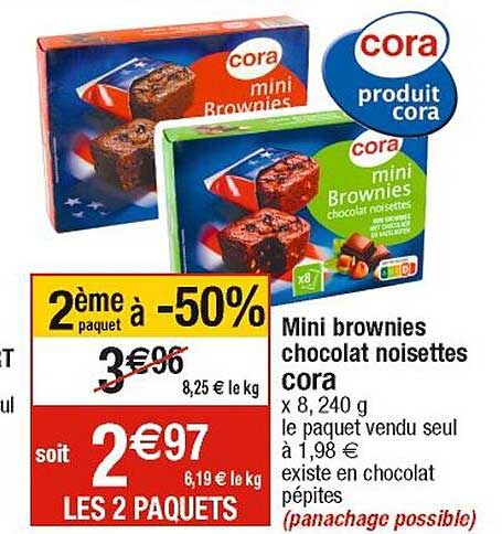 Mini Brownies Chocolat Noisettes Cora