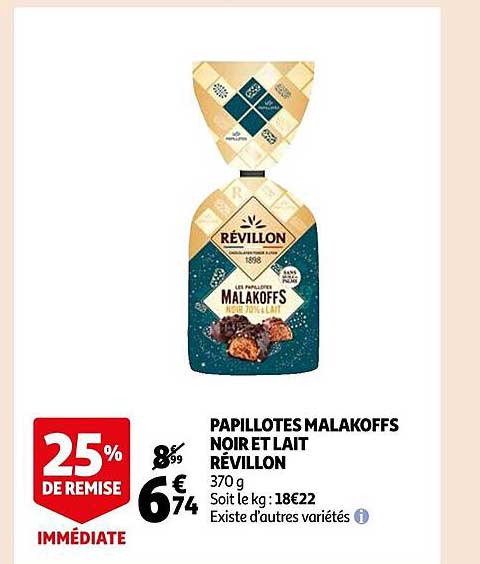 papillotes malakoffs noir et lait révillon