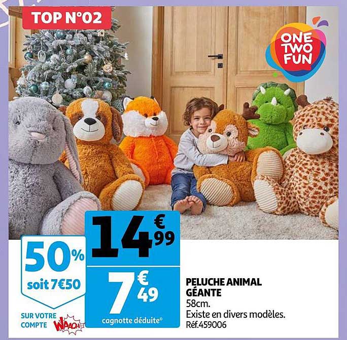 peluche animal géante one two fun