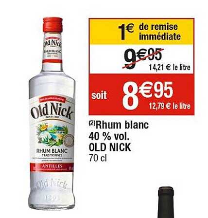 rhum blanc 40% vol. old nick