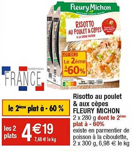 risotto au poulet & aux cèpes fleury michon