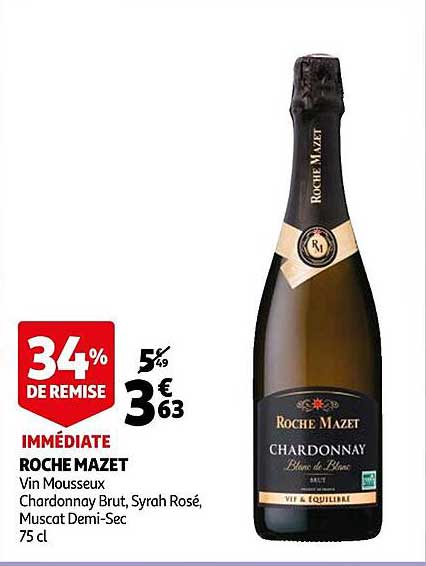 roche mazet vin mousseux chardonnay brut, syrah rosé