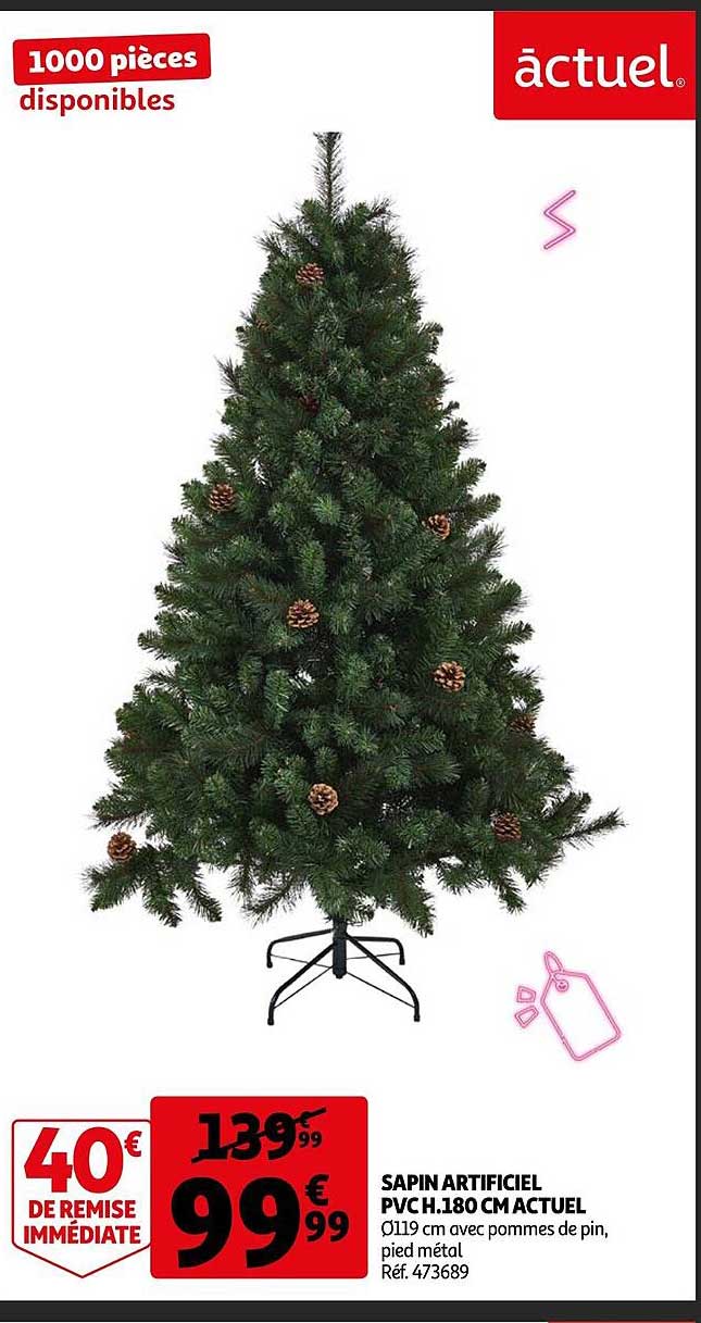 sapin artificiel pvc h. 180 cm actuel