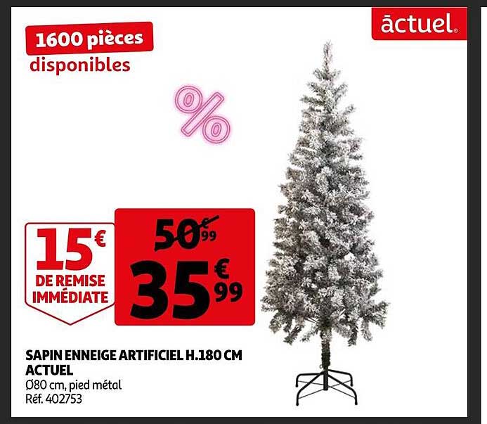 sapin enneigé artificiel h.180 cm actuel