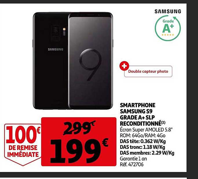 Smartphone Samsung S9 Grade A+slp Reconditionné