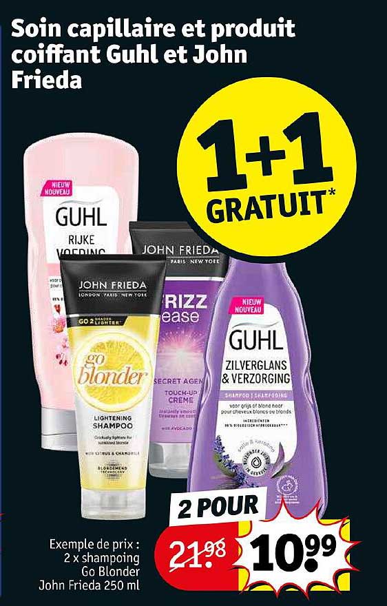 soin capillaire et produit coiffant guhl et john frieda