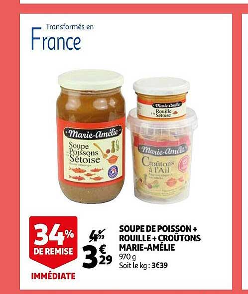 soupe de poisson + rouille + croûtons marie-amélie