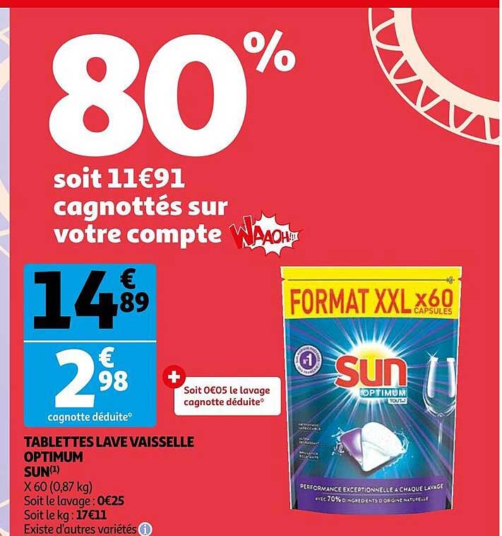 tablettes lave vaisselle optimum sun