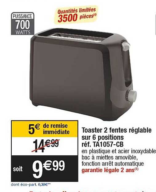 taoster 2 fentes réglable sur 6 positions